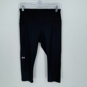 Under Armour Women's Black HeatGear Compression Pocket Capris Size Large